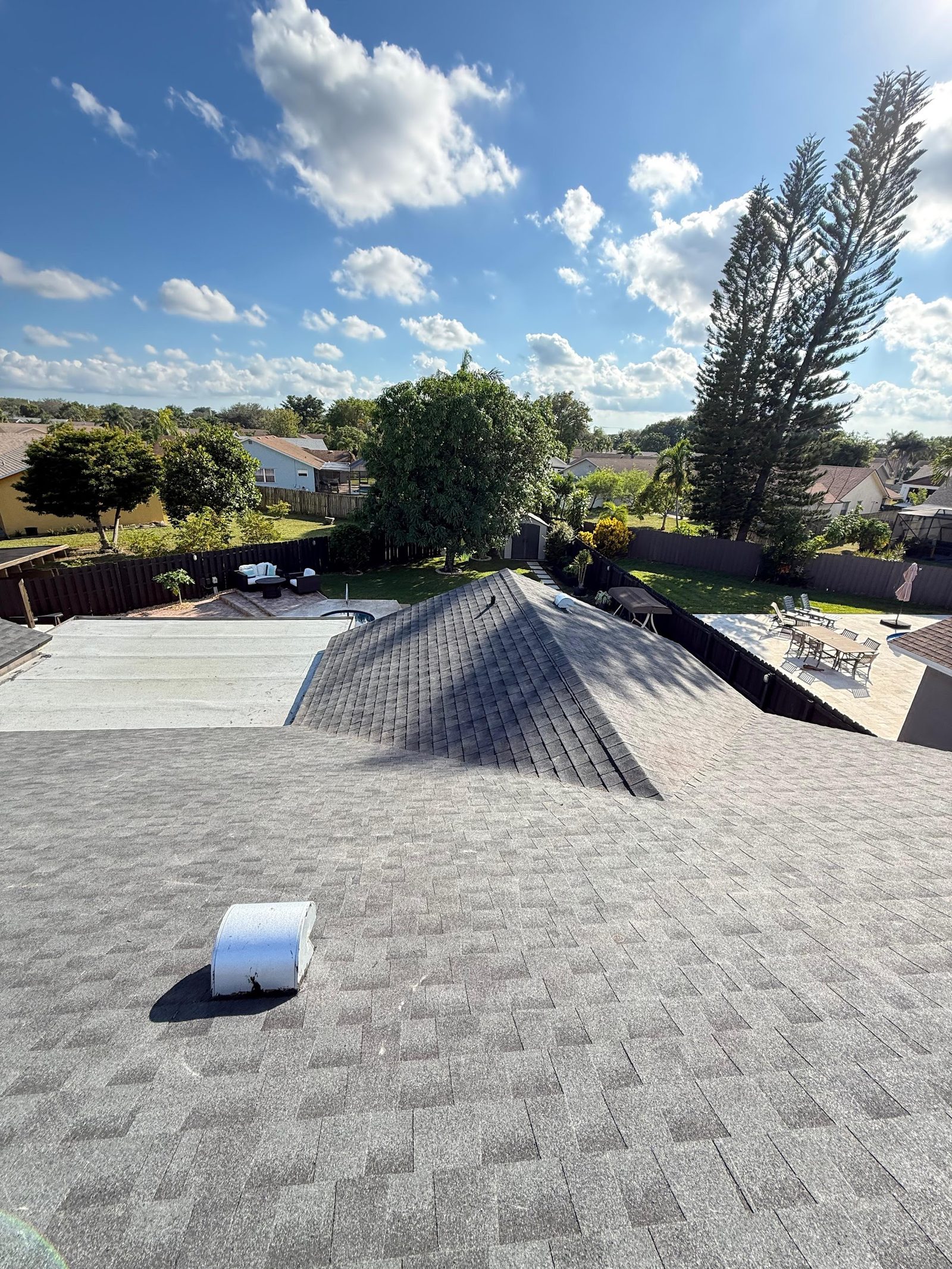 Aerial view of Florida home and roof from above