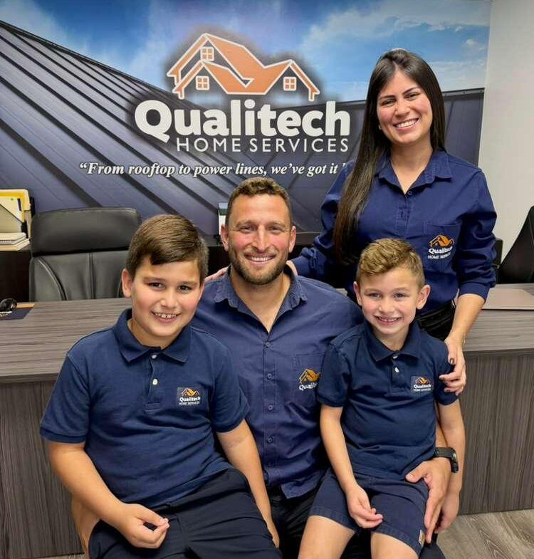 Qualitech Home Services founders and family at their Deerfield Beach office